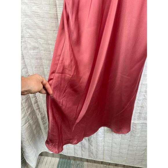 Lush Pink Mauve Satin Square Neck Long Sleeve Midi Dress Size Small Mauve Woods - Picture 5 of 9